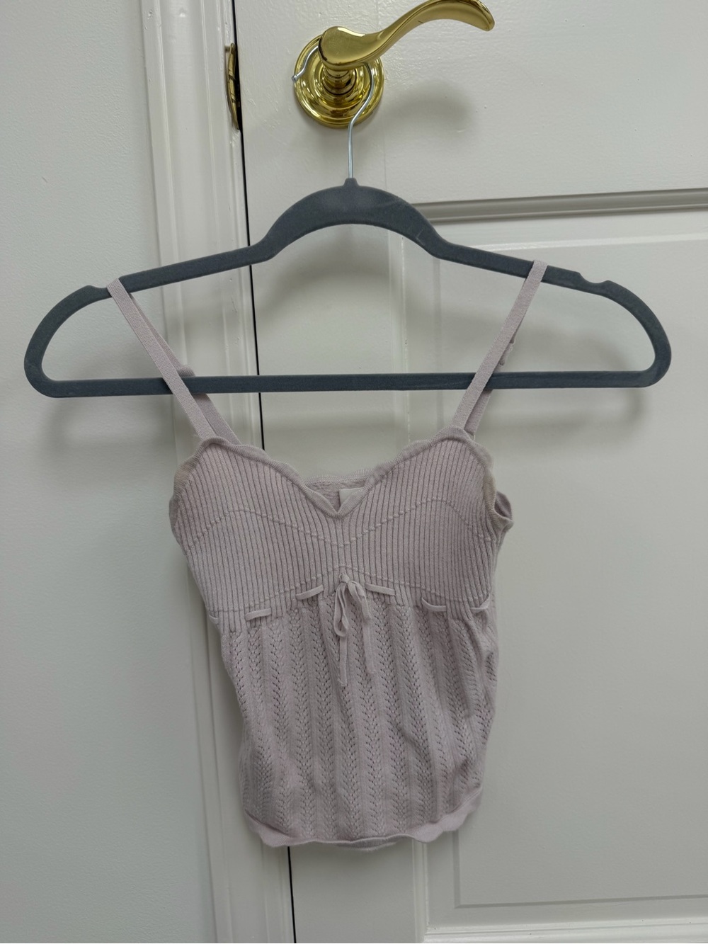 Wilfred Light Mauve Ribbed Lace-Trim Knit Cami